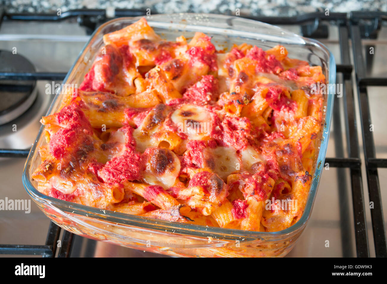 baked pasta with bolognese sauce and mozzarella Stock Photo Alamy