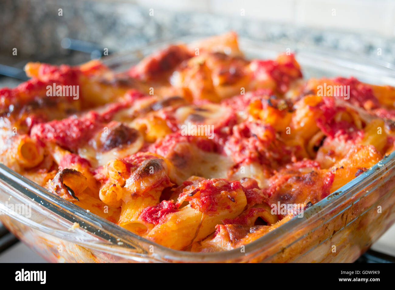 baked pasta with bolognese sauce and mozzarella Stock Photo Alamy