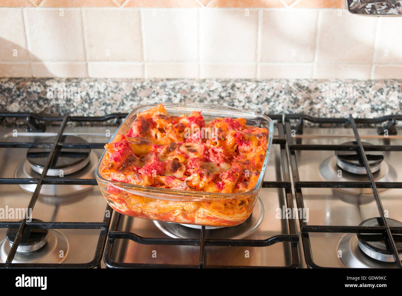 baked pasta with bolognese sauce and mozzarella Stock Photo Alamy