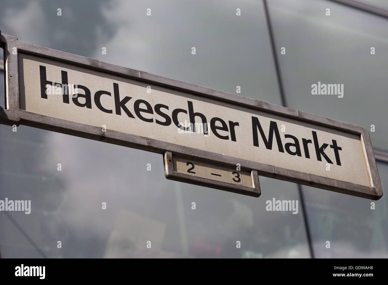 Street sign of the Hackescher Markt in Berlin, Germany Stock Photo