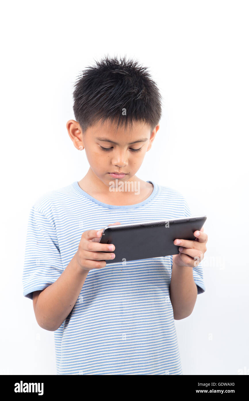 boy with touch pad, early learning Stock Photo Alamy