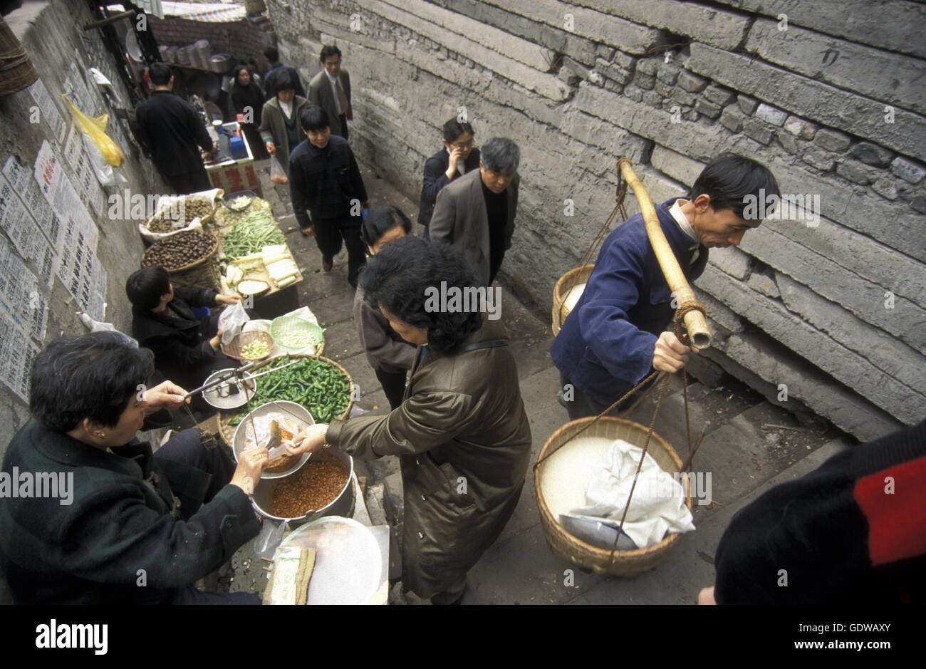 the Market streets of Chongqing in the province of Sichuan in china in east asia. Stock Photo