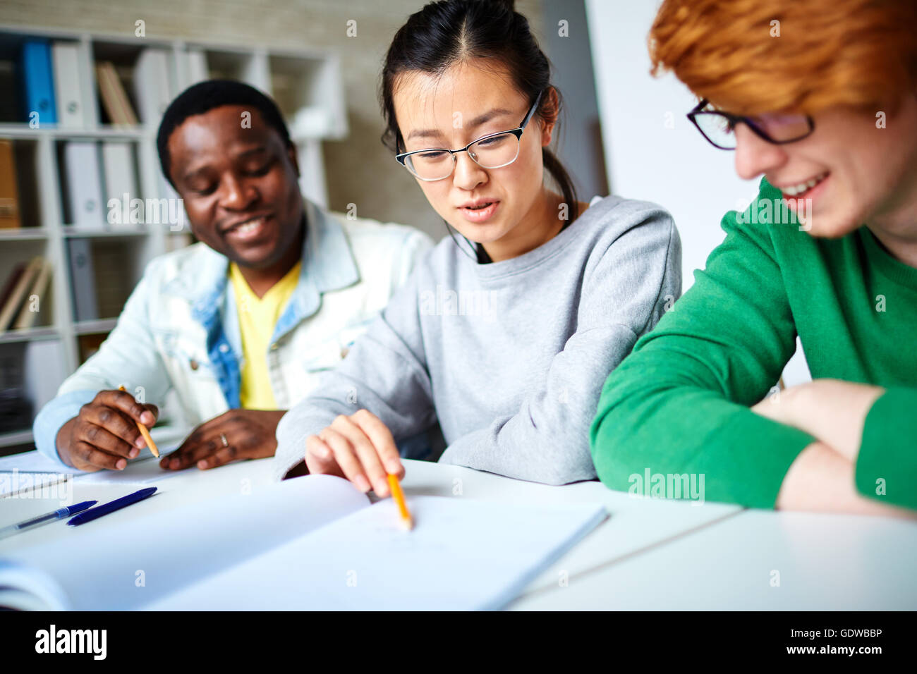 Pointing at notes Stock Photo - Alamy