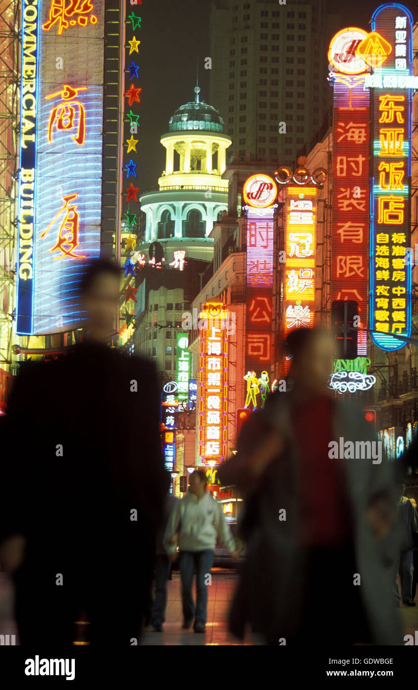 the Nanjing Dong Lu road in the City of Shanghai in china in east asia ...