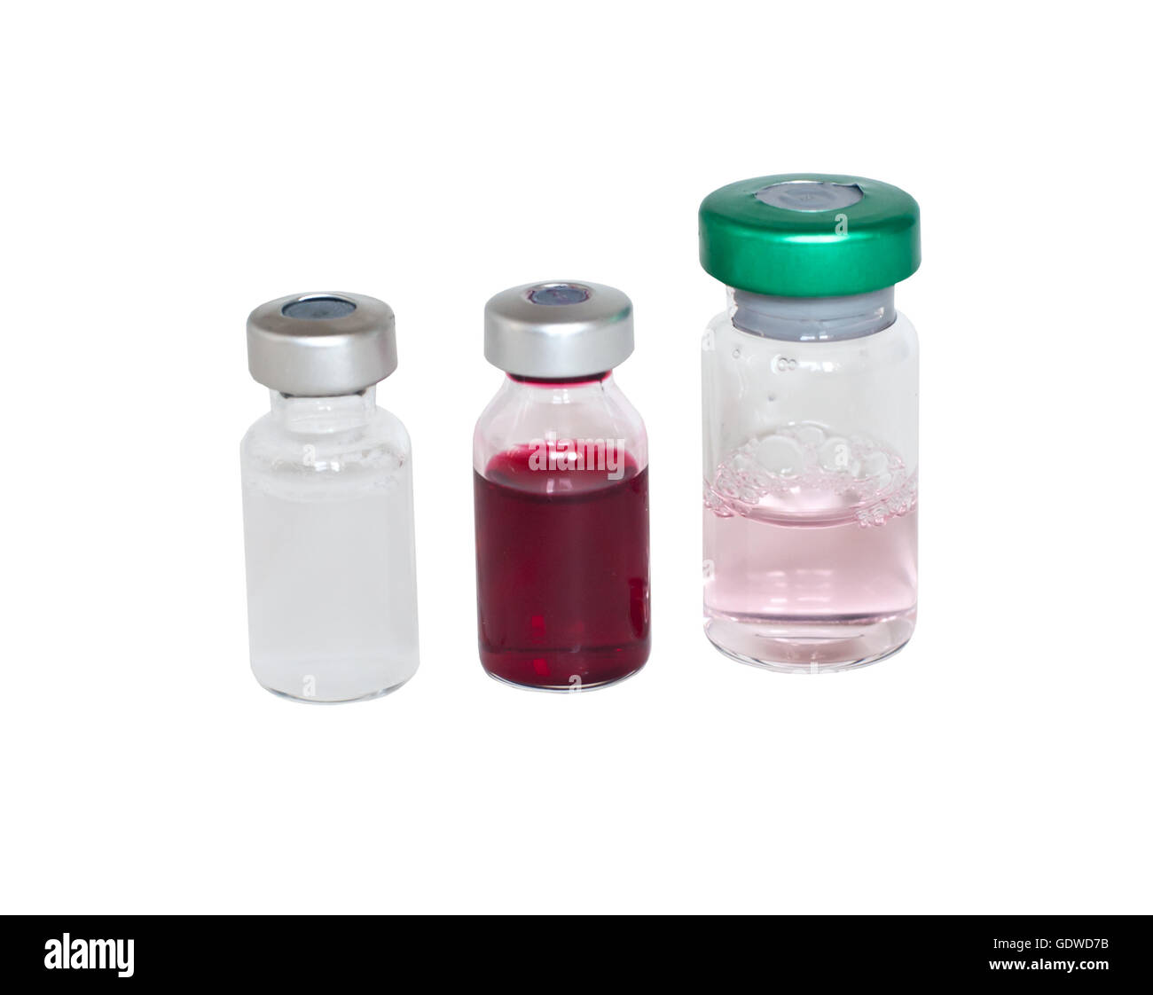 Vaccine vials  isolated on white. Stock Photo