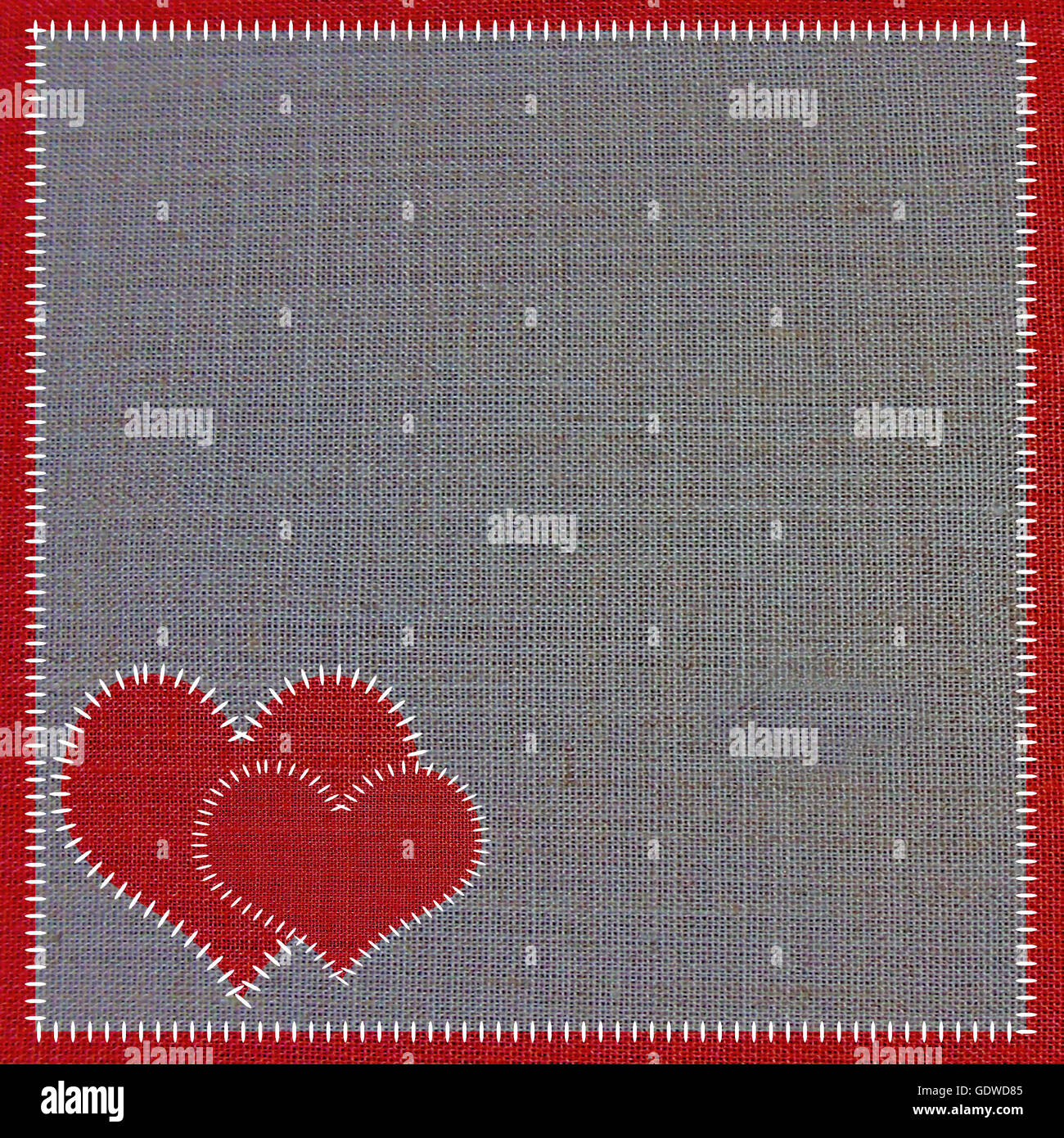 sewing fabric background of love. Stock Photo