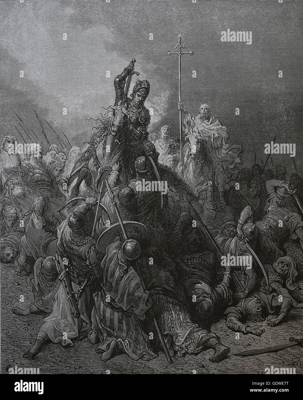 First Crusade. Siege of Antioch. 1097-1098. Battle of Antioch. Engraving by Gustave Dore. 19th century. Stock Photo