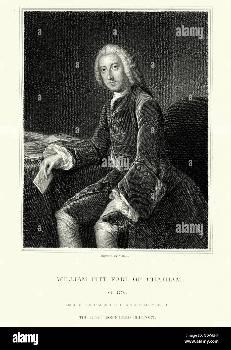 Portrait of William Pitt, 1st Earl of Chatham or William Pitt the Elder British statesman of the Whig group who led the governme Stock Photo