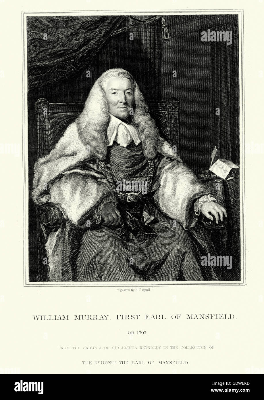 Portrait of William Murray, 1st Earl of Mansfield a British barrister, politician and judge noted for his reform of English law Stock Photo
