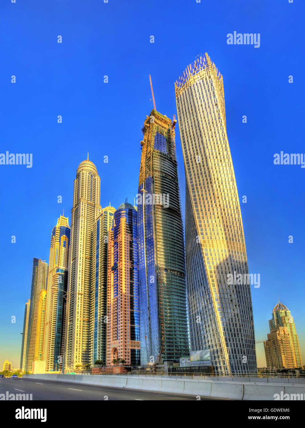 Skyscrapers in the World's Tallest Tower Block - Jumeirah, Dubai Stock Photo