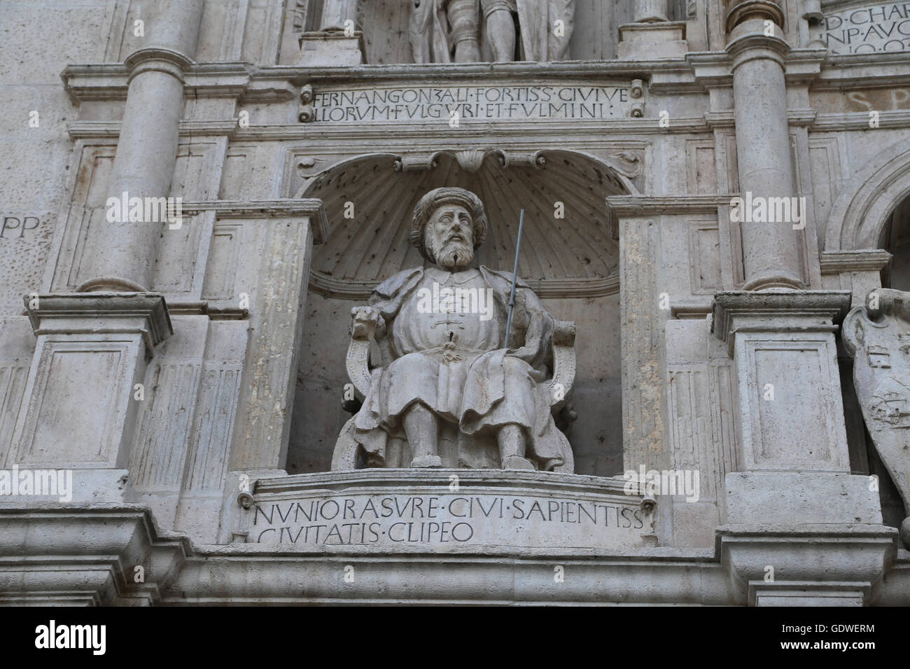 Spain. Burgos. Saint Mary arch. 14th-15th century. Detail. Juez de Castilla, Nuno Rasura. Stock Photo
