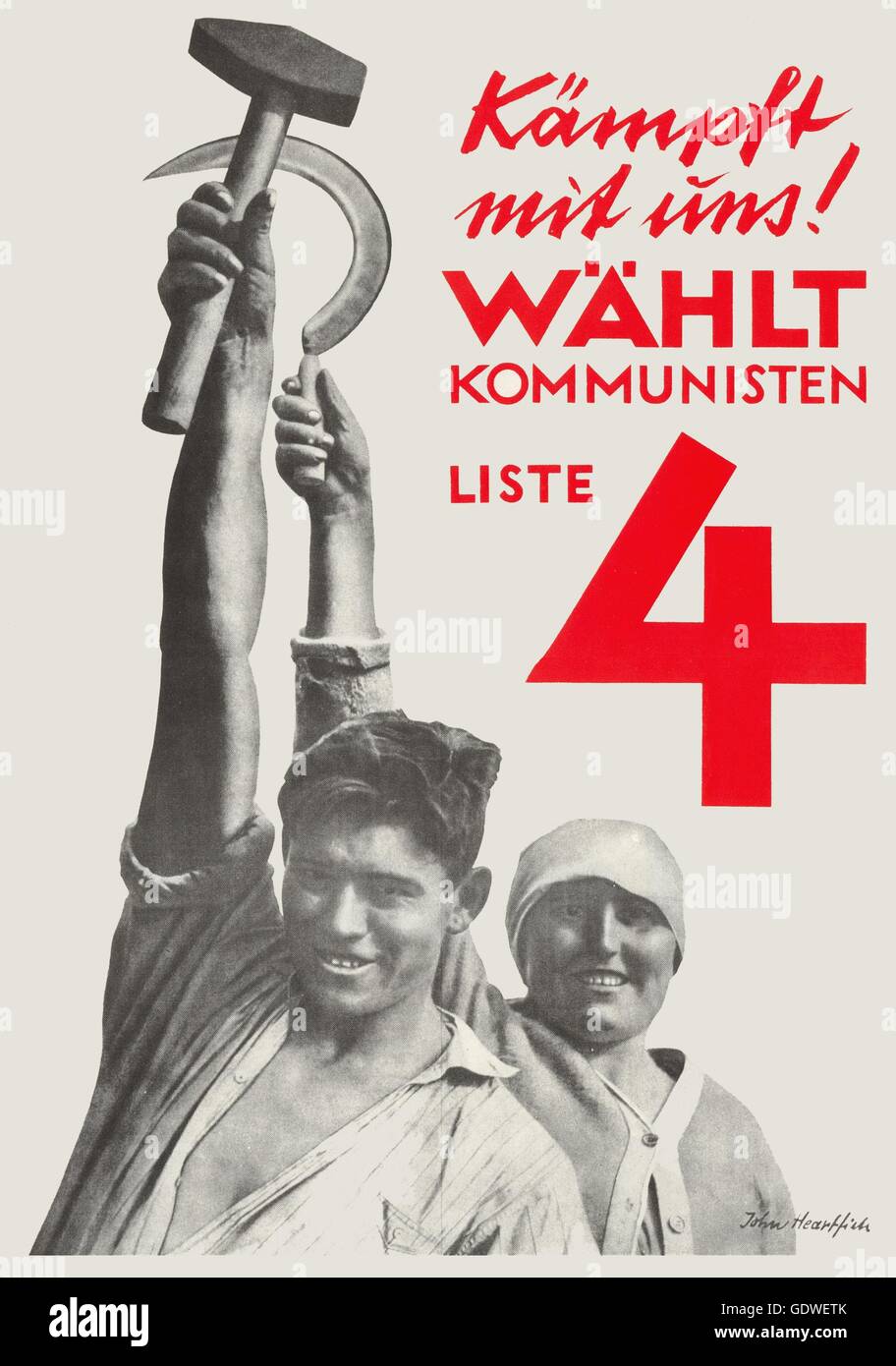 Communist German and Soviet-Russian propaganda election poster, ca 1932, by John Heartfield, in preparation of the general elections in Germany (last against Hitler) Stock Photo