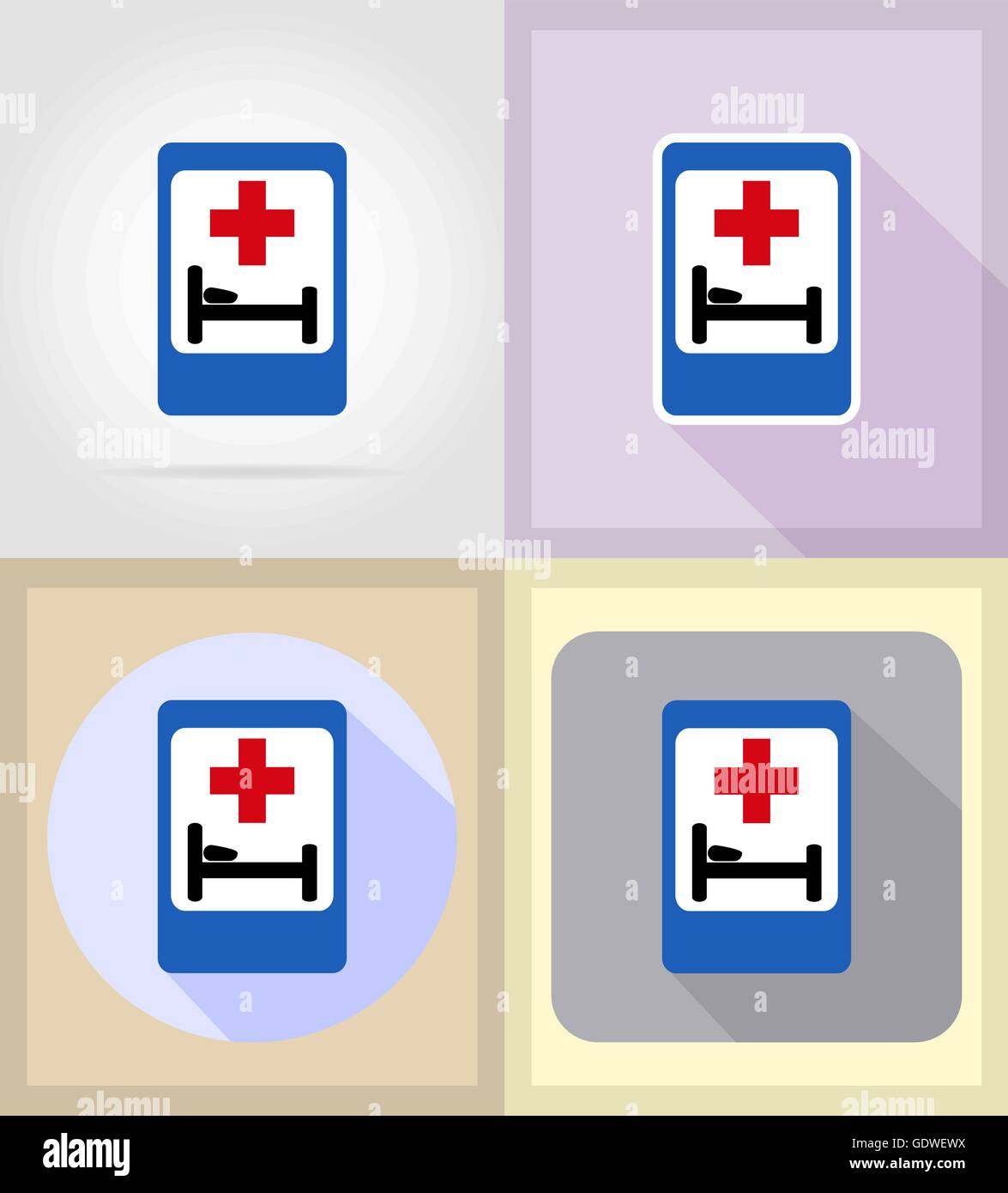 medical objects and equipment flat icons illustration isolated on ...