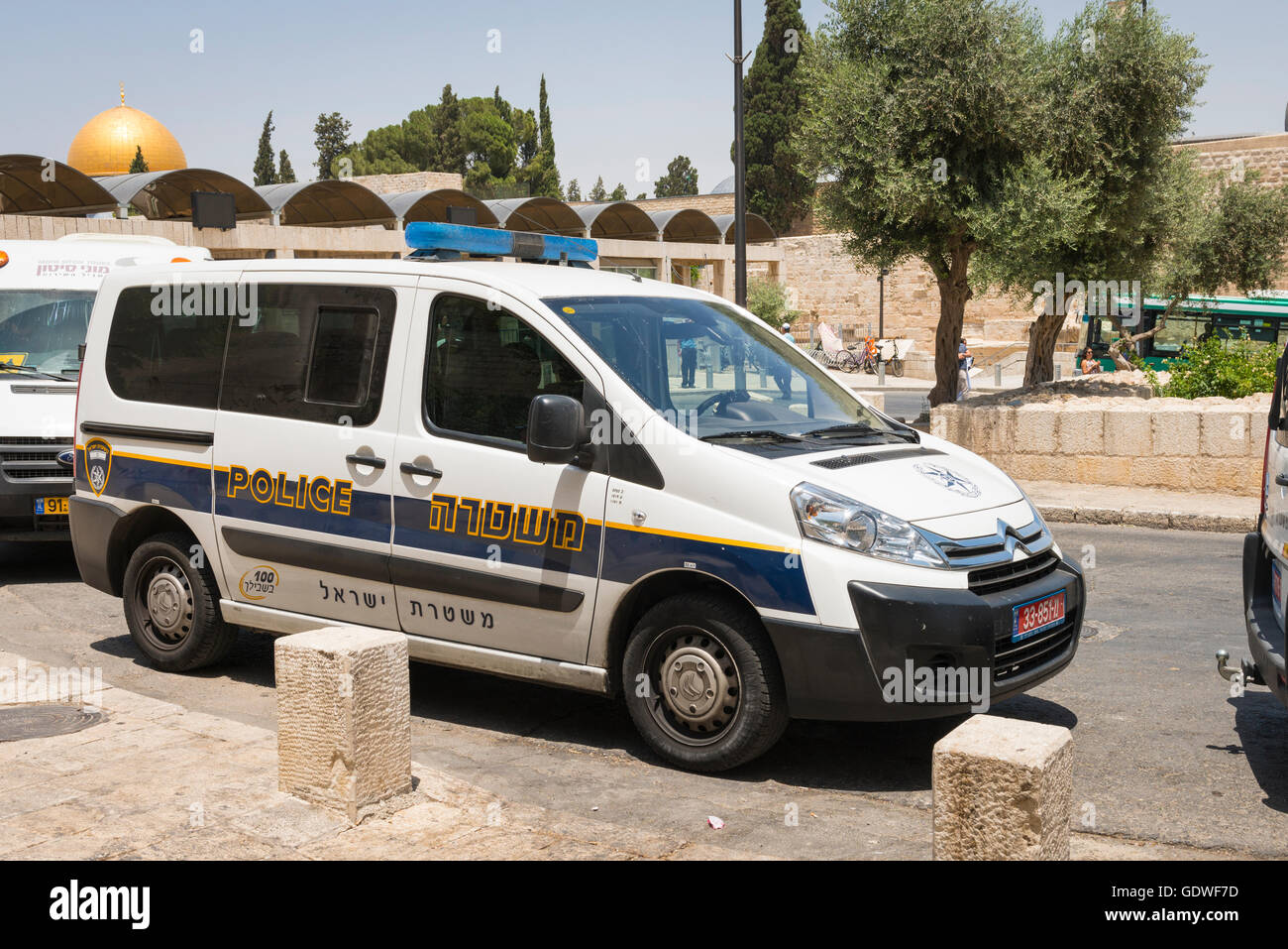 Israel Jerusalem Old City Police Car Citroen by entrance Western