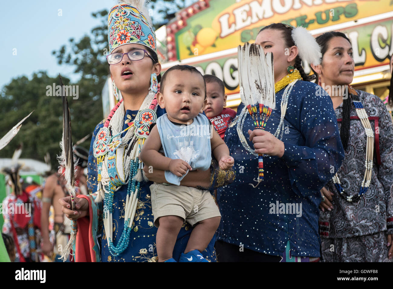 Native American women dancers during Sac & Fox nation Pow-wow, Stroud, Oklahoma, U.S.A. Stock Photo