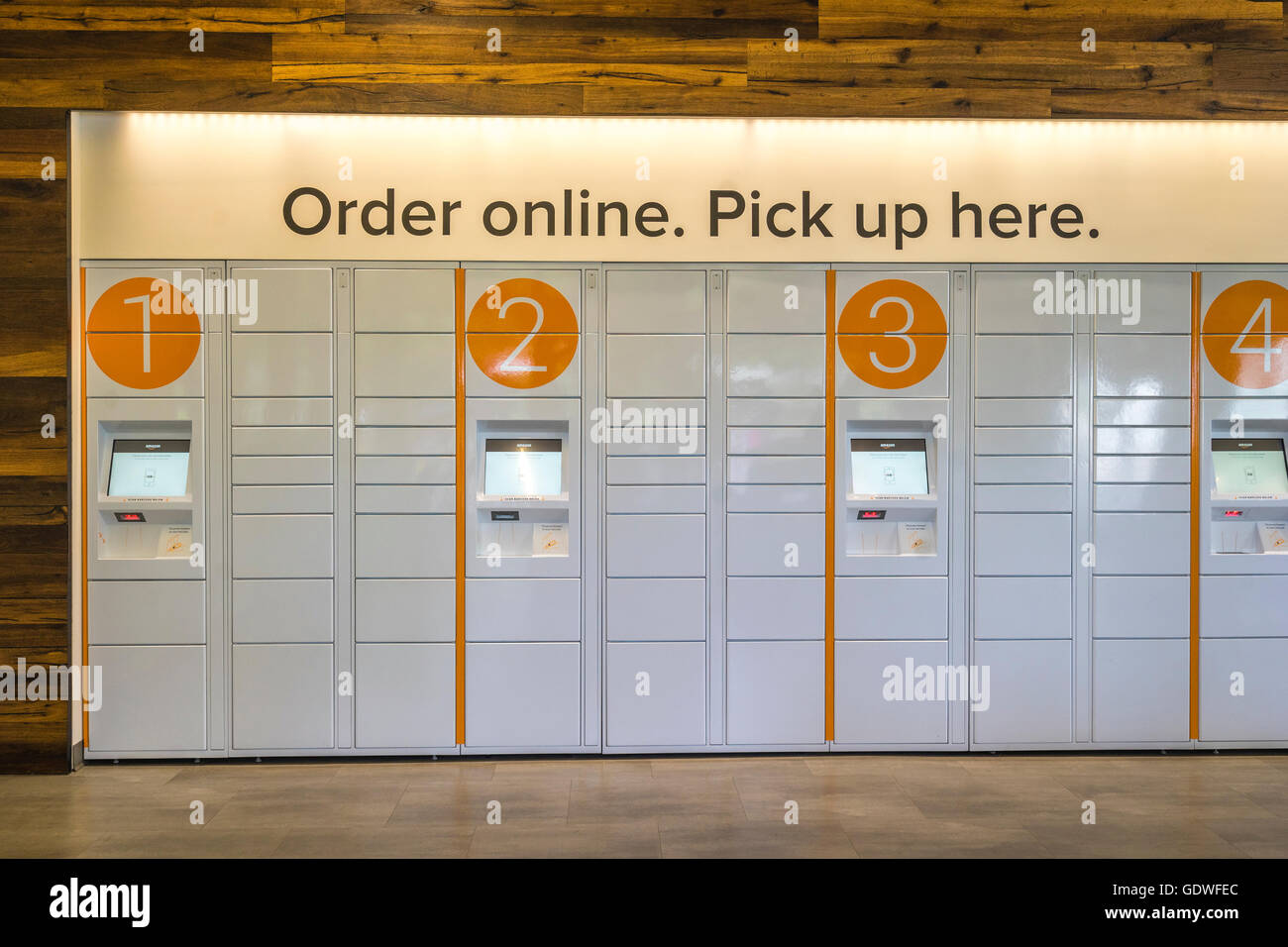 Amazon Lockers for picking up packages ordered online Stock Photo Alamy