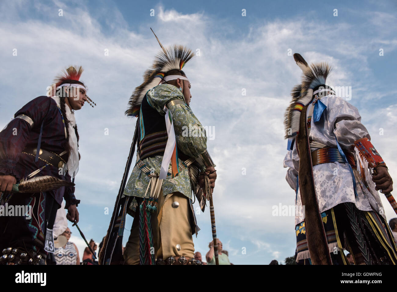 Native American dancers performing during Sac & Fox nation Powwow