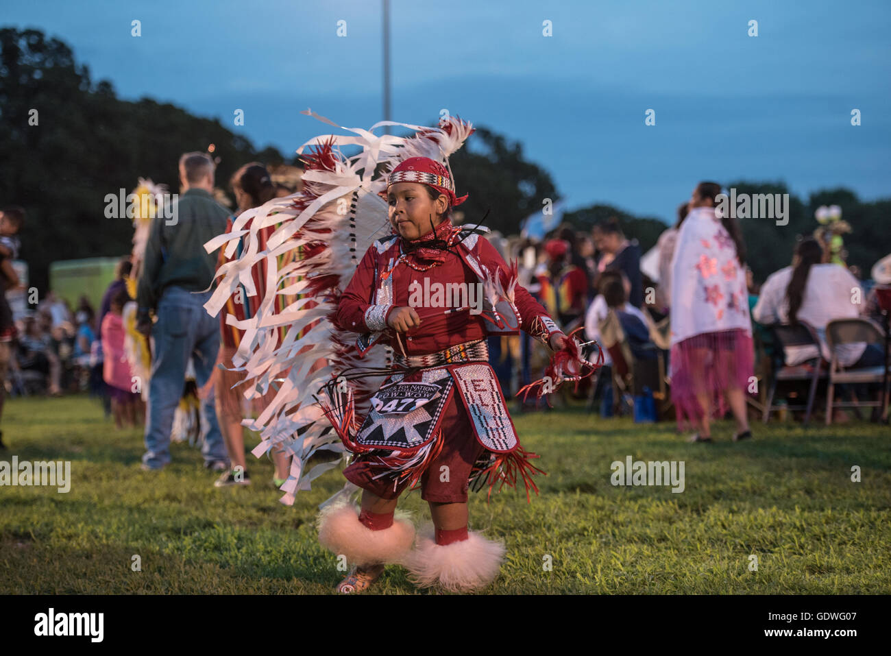 Native American dancers performing during Sac & Fox nation Pow-wow, Stroud, Oklahoma, U.S.A. Stock Photo