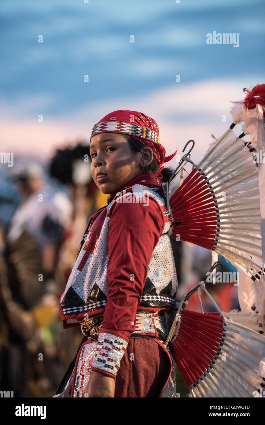 Native American dancers performing during Sac & Fox nation Pow-wow ...