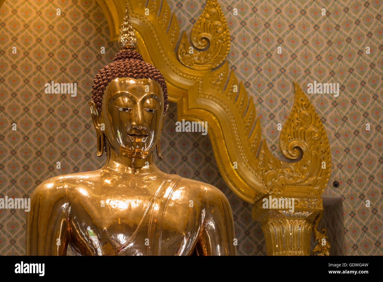 The Gold Buddha at the Temple Wat Traimit in the China Town of Bangkok ...