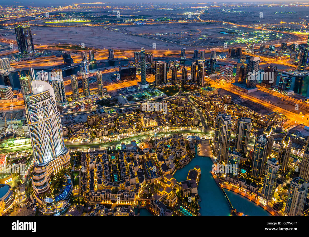 Business Bay district as seen from Burj Dubai Stock Photo