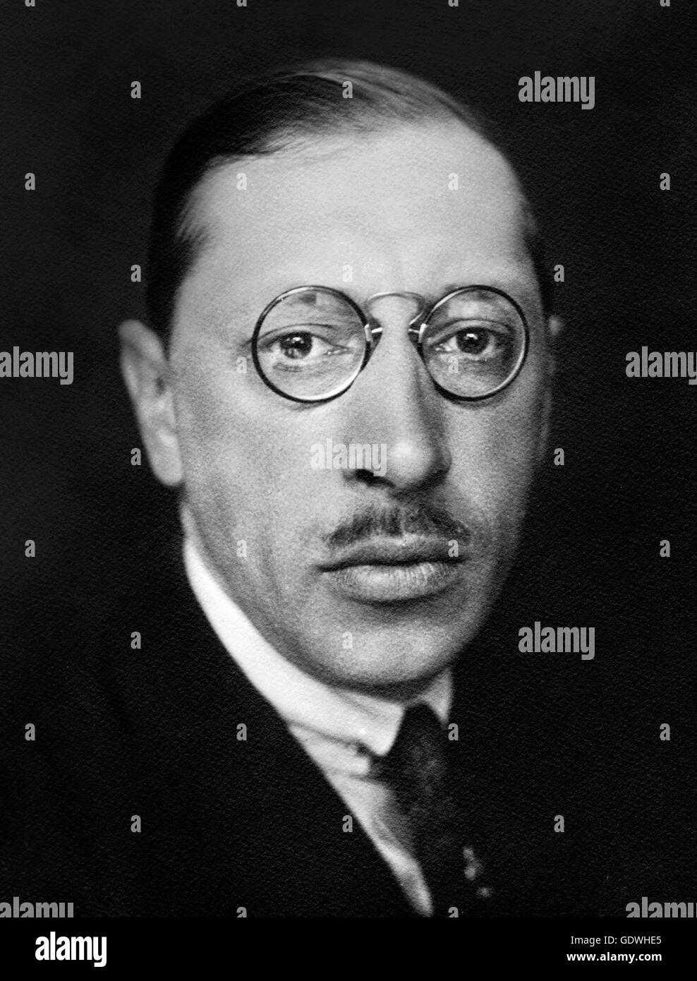 Stravinsky. Portrait of the Russian born composer, Igor Fyodorovich Stravinsky (1882-1971) by Pierre Choumoff, c.1920 Stock Photo