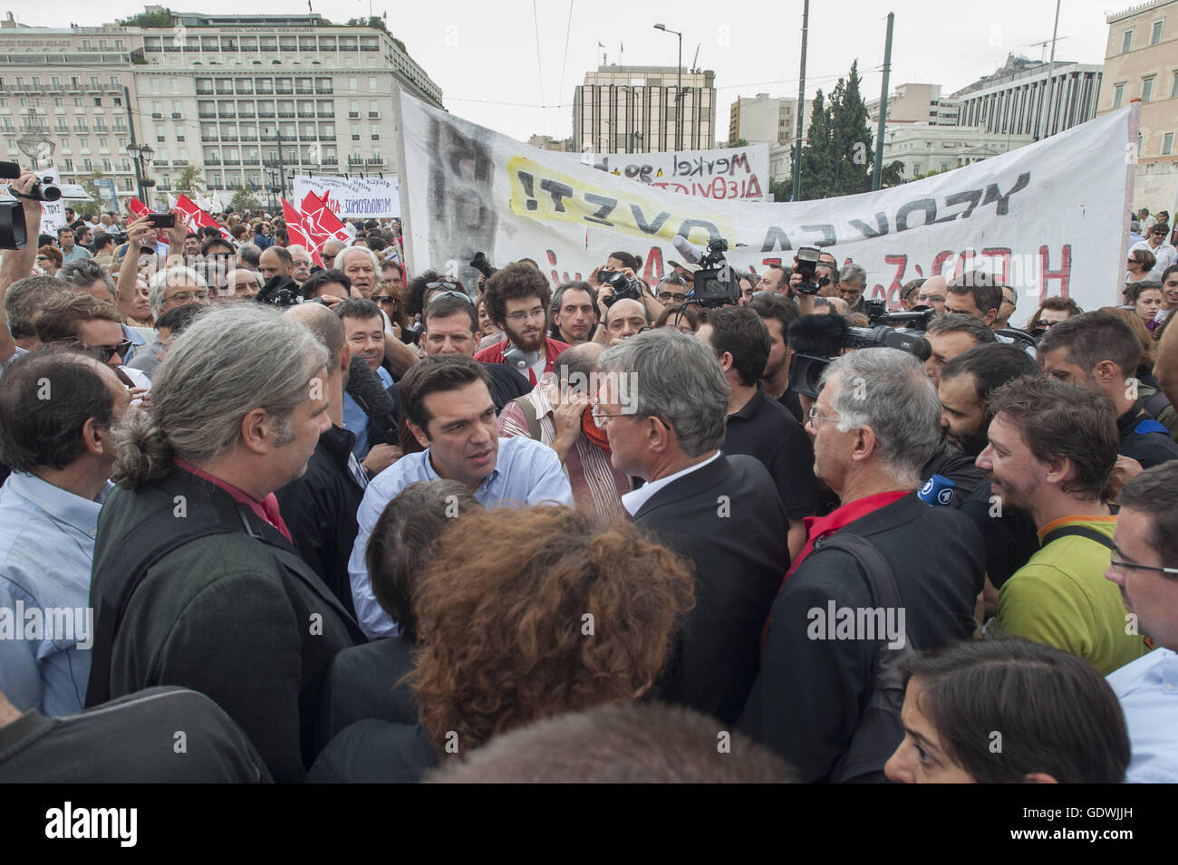 Tsipras and Riexinger Stock Photo