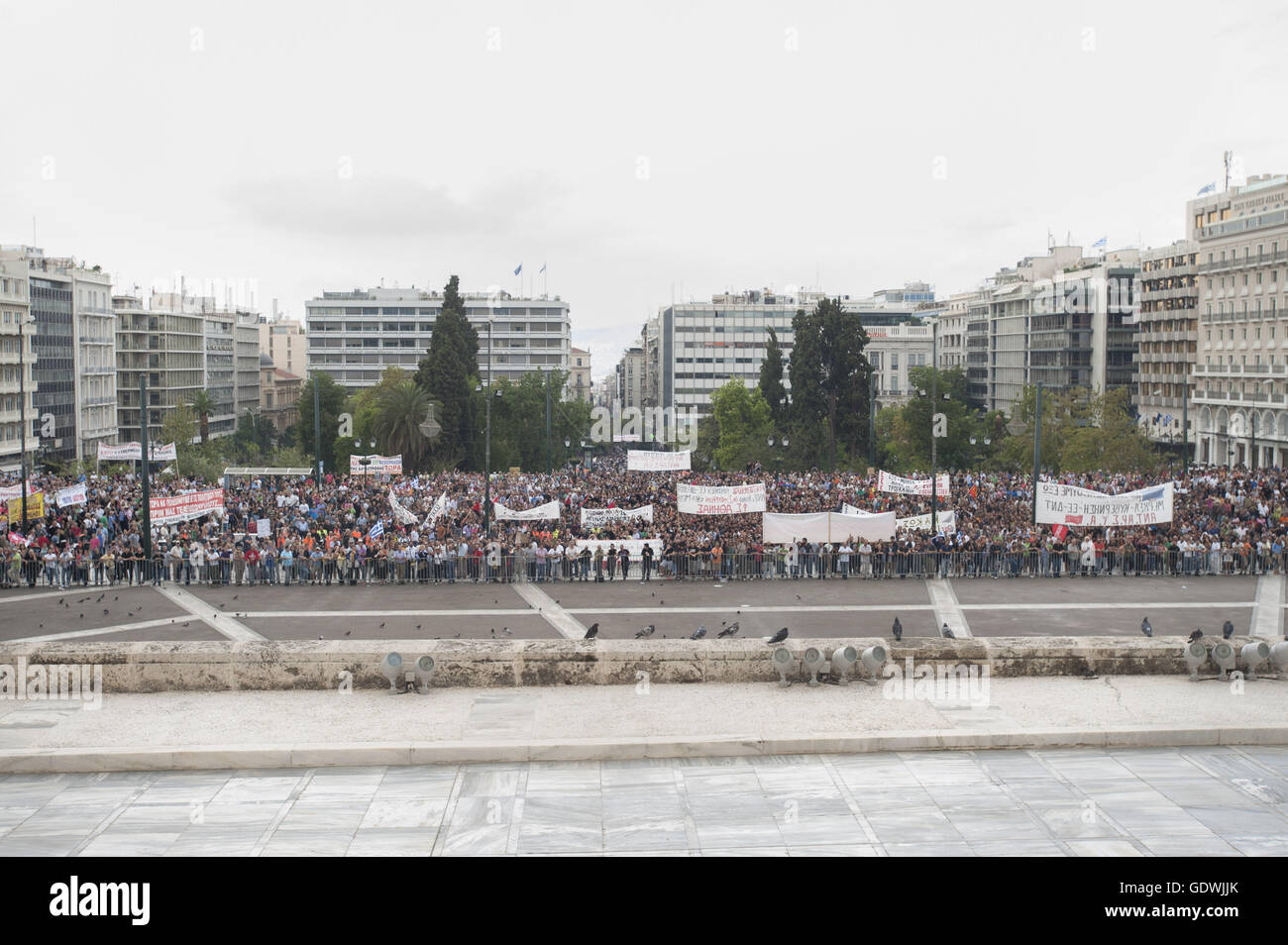 Demonstrators on Syntagma Square Stock Photo