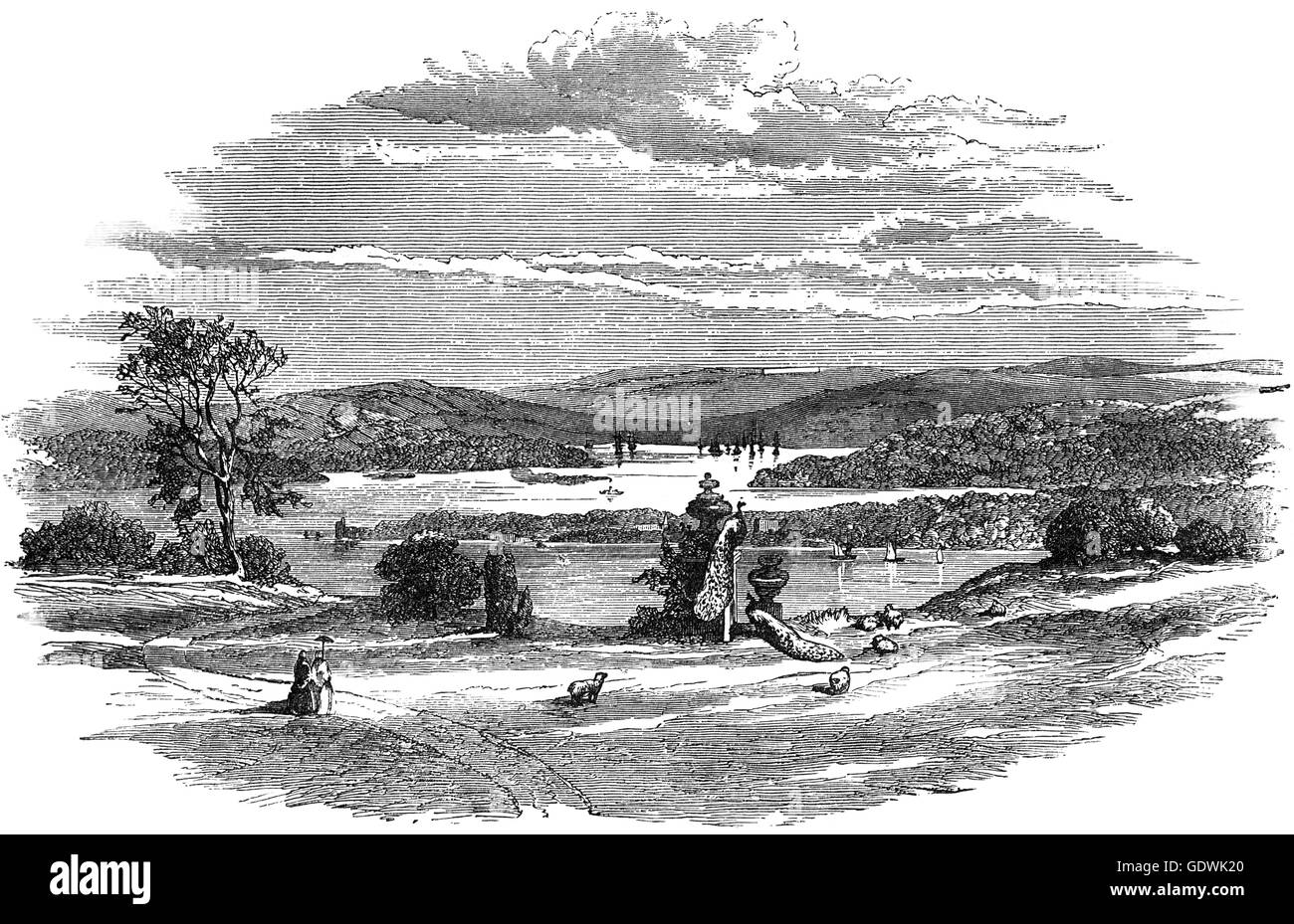 An early 19th Century view of Cork Harbour, near Cork City, Ireland Stock Photo