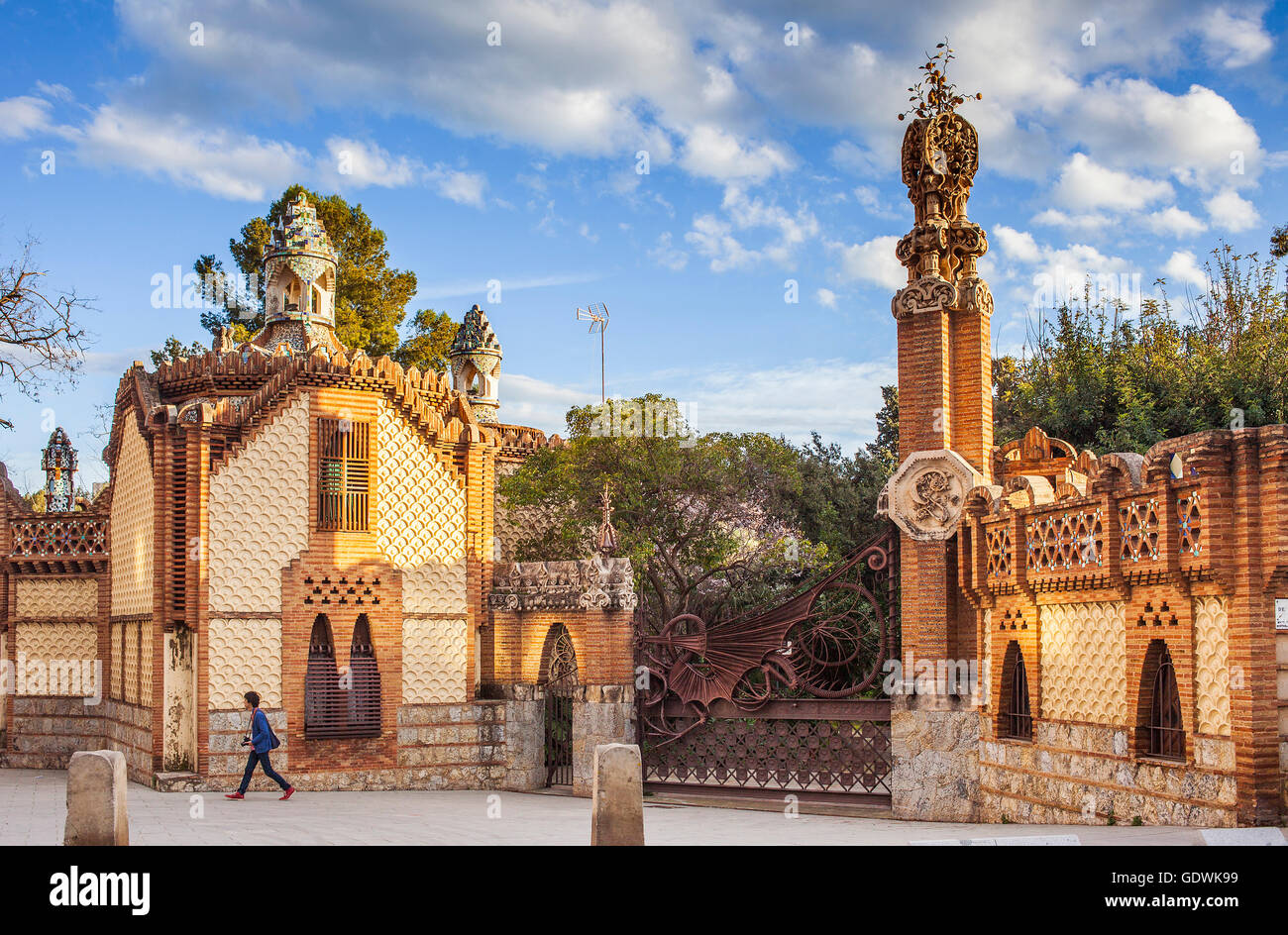 Pavellons de la Finca Guell, by Antonio Gaudi. Barcelona. Catalonia. Spain Stock Photo
