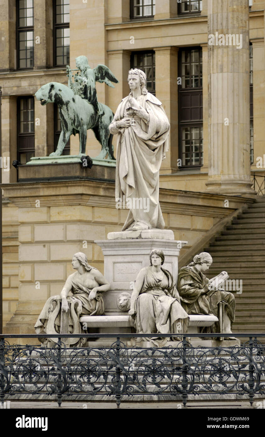 The Schiller Monument and the Konzerthaus Berlin Stock Photo