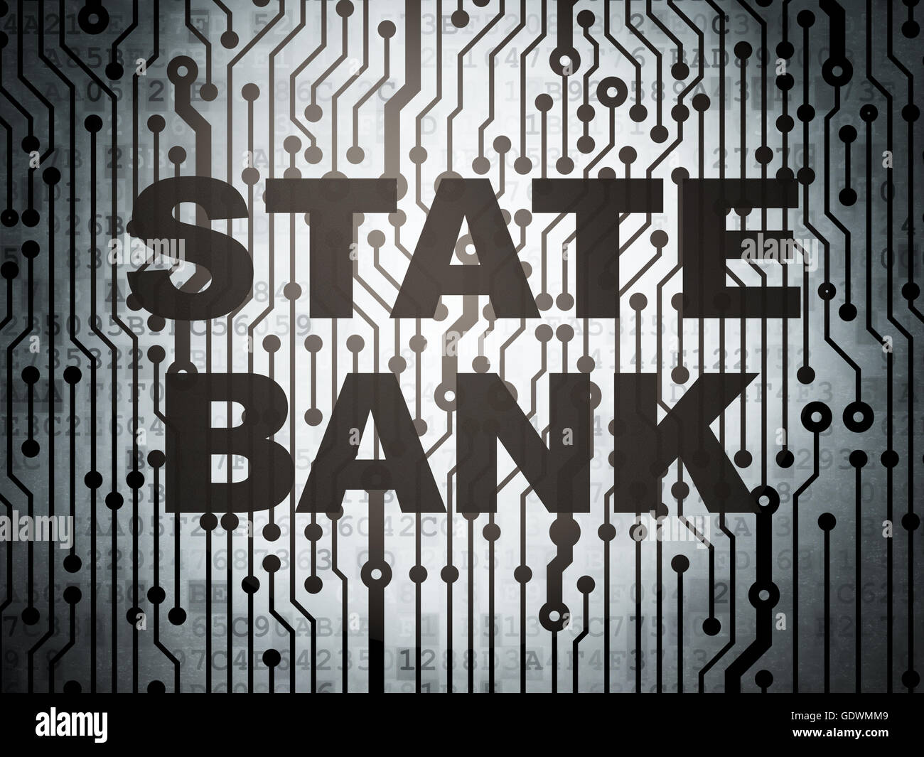Money concept circuit board with State Bank Stock Photo Alamy