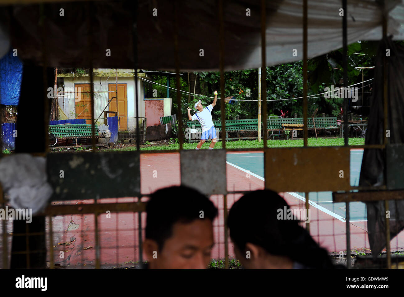 Tennis player in Yangon Stock Photo