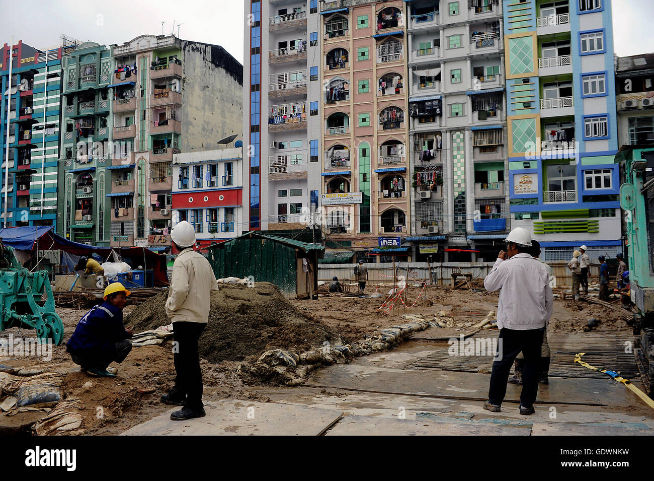 Construction site in Yangon Stock Photo
