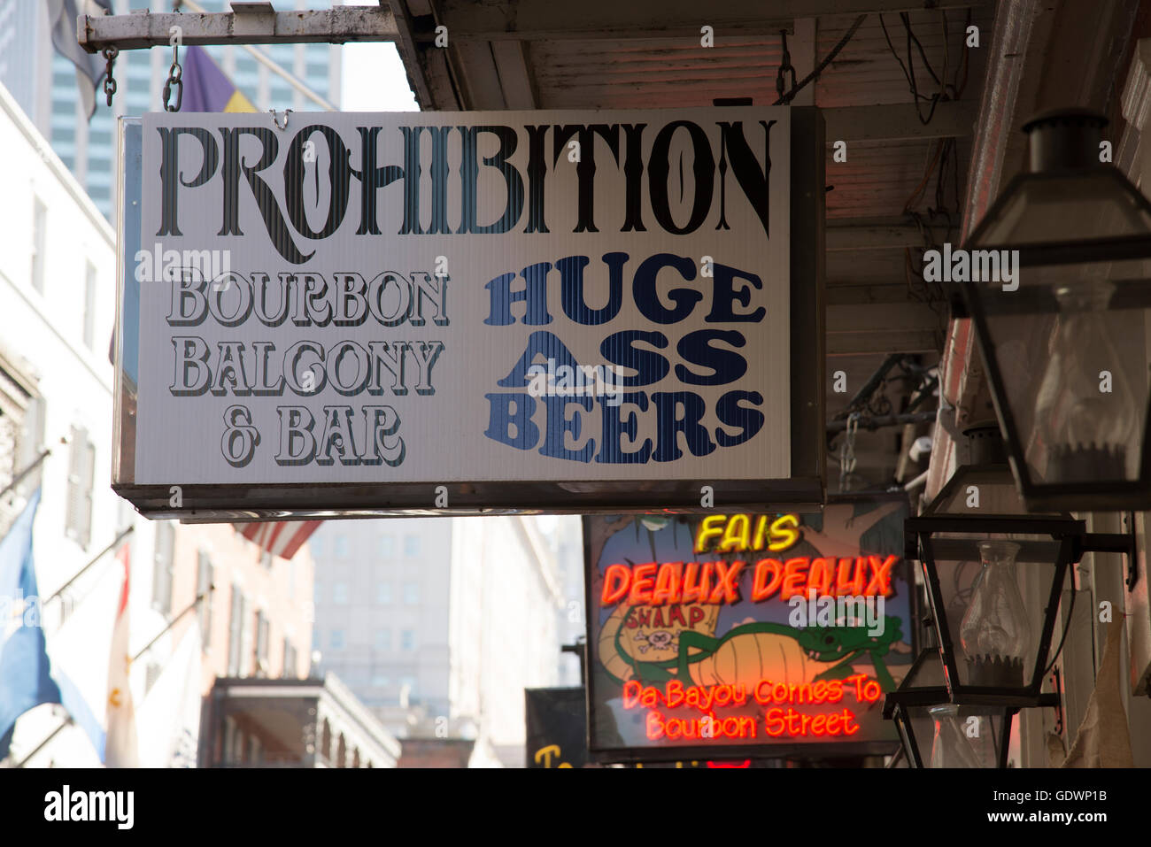 New Orleans USA - Street music sign outside a local bar Stock Photo