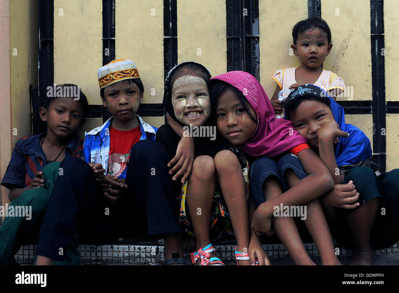 Muslim kids in Yangon Stock Photo