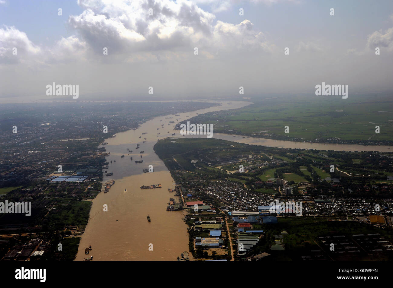 Yangon and river from above Stock Photo