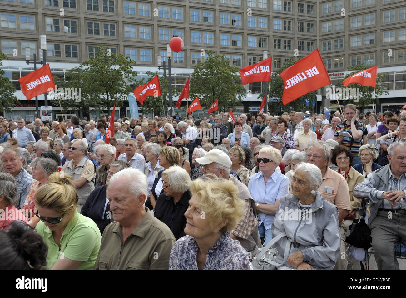 Campaign tour of the Left Party on Alexanderplatz Stock Photo
