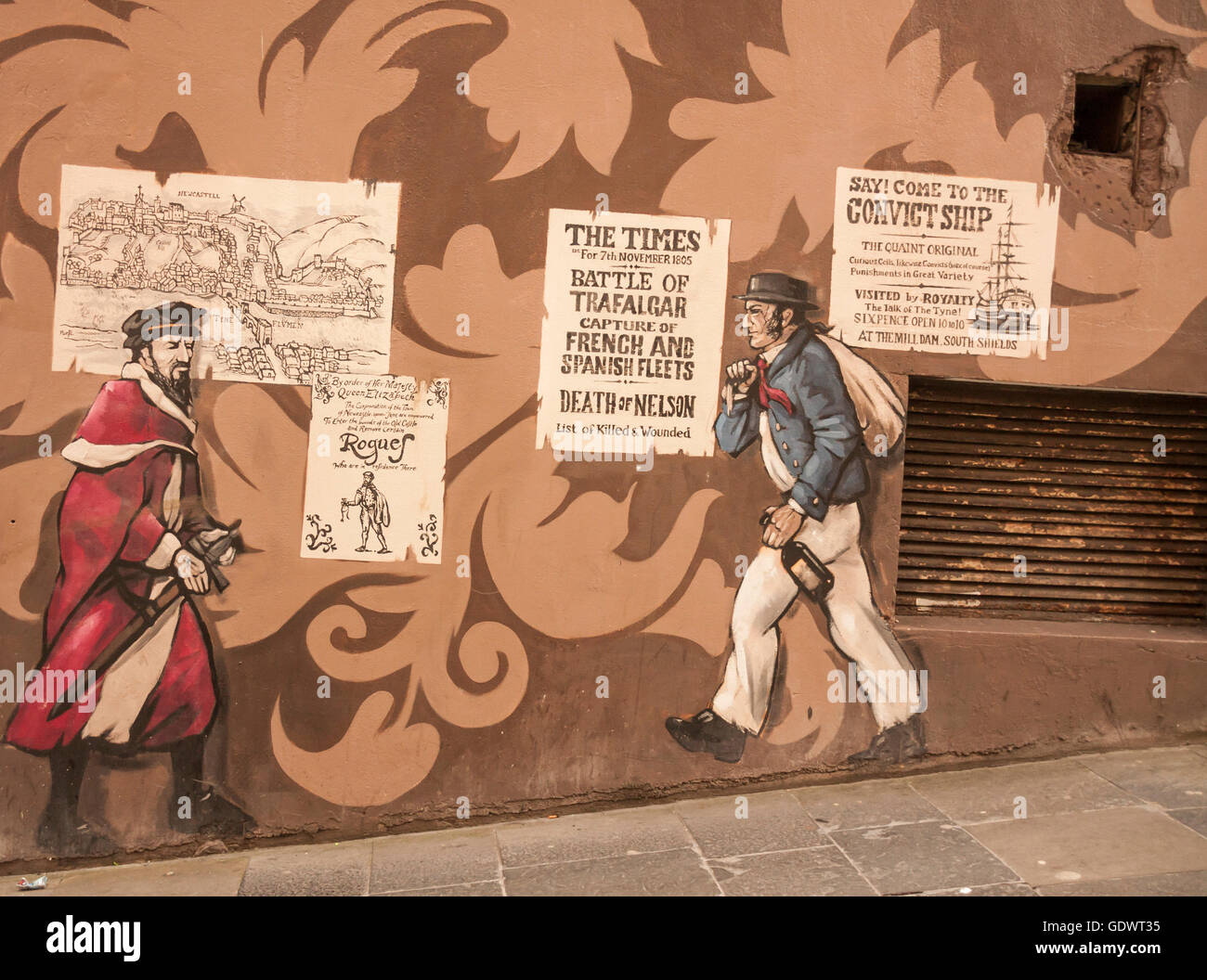Photograph of wall art in Newcastle upon Tyne near the Quayside Stock Photo
