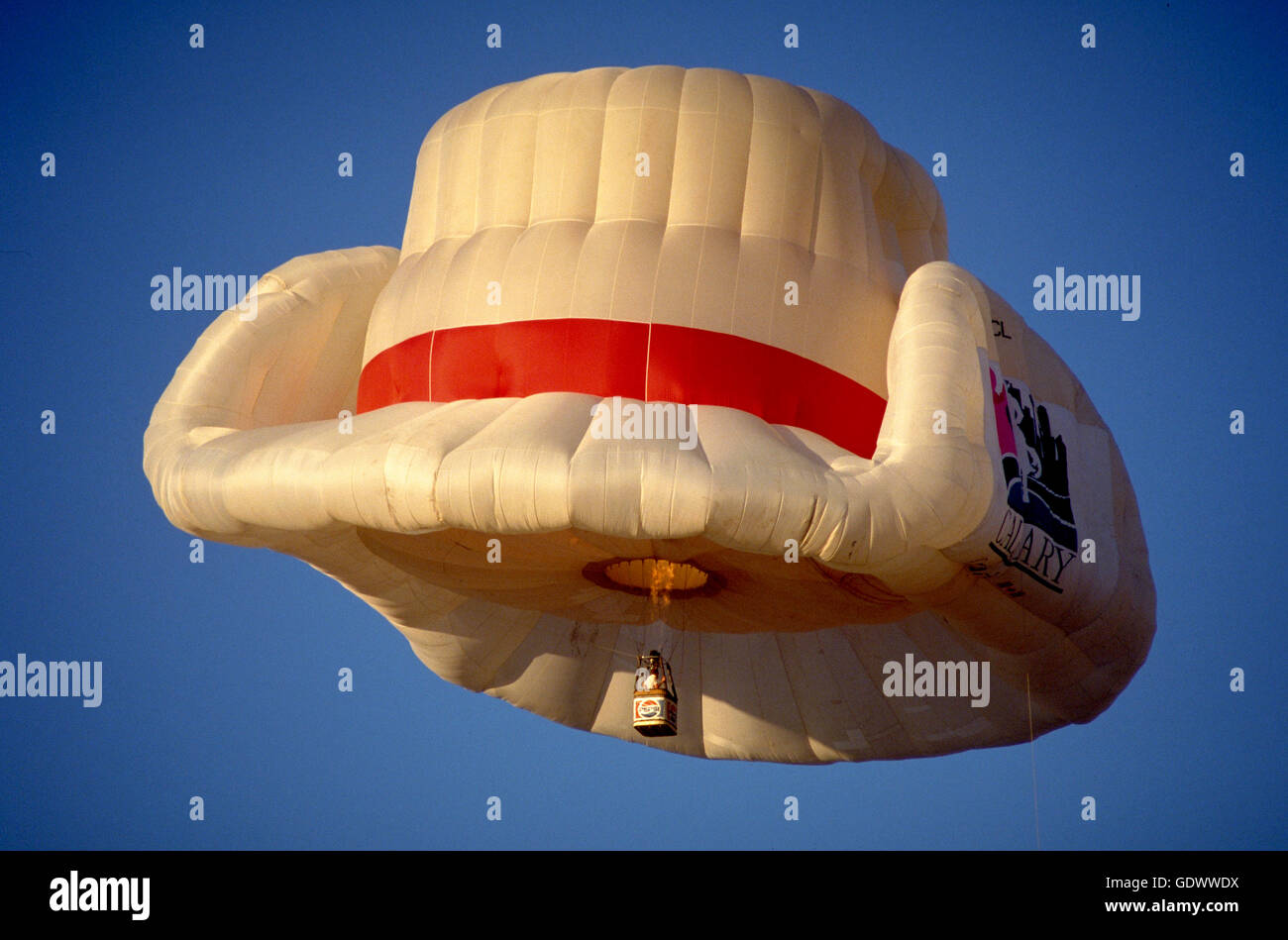 Flying cowboy hat special shape hot air balloon at the Albuquerque