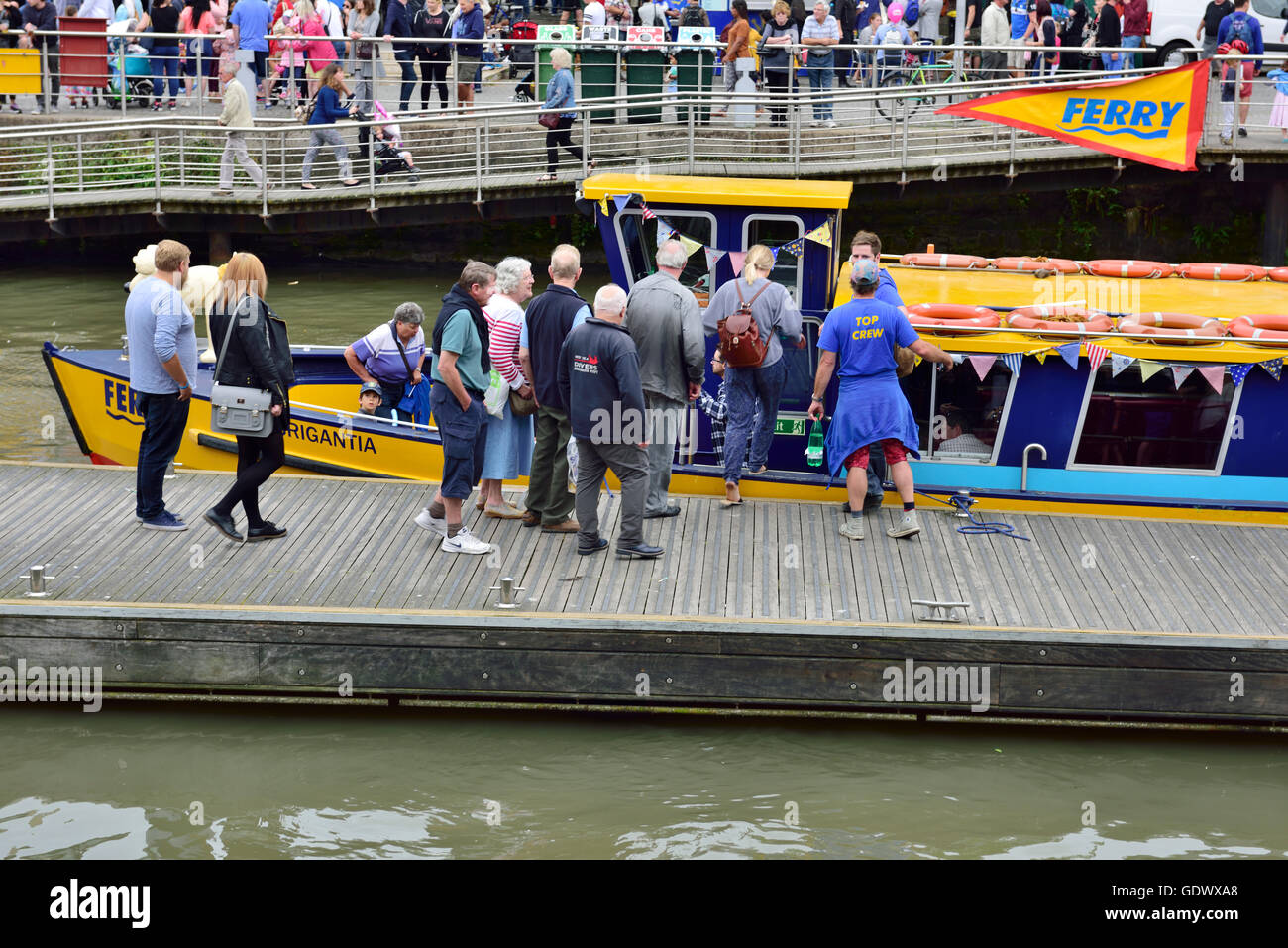 Bristol ferry boat taxi at Cascade Steps landing, UK Stock Photo