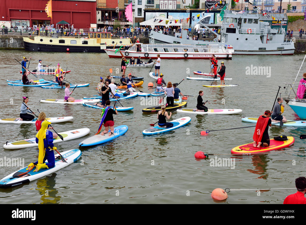 Paddle boards during 2016 in Bristol harbour festival, UK Stock Photo