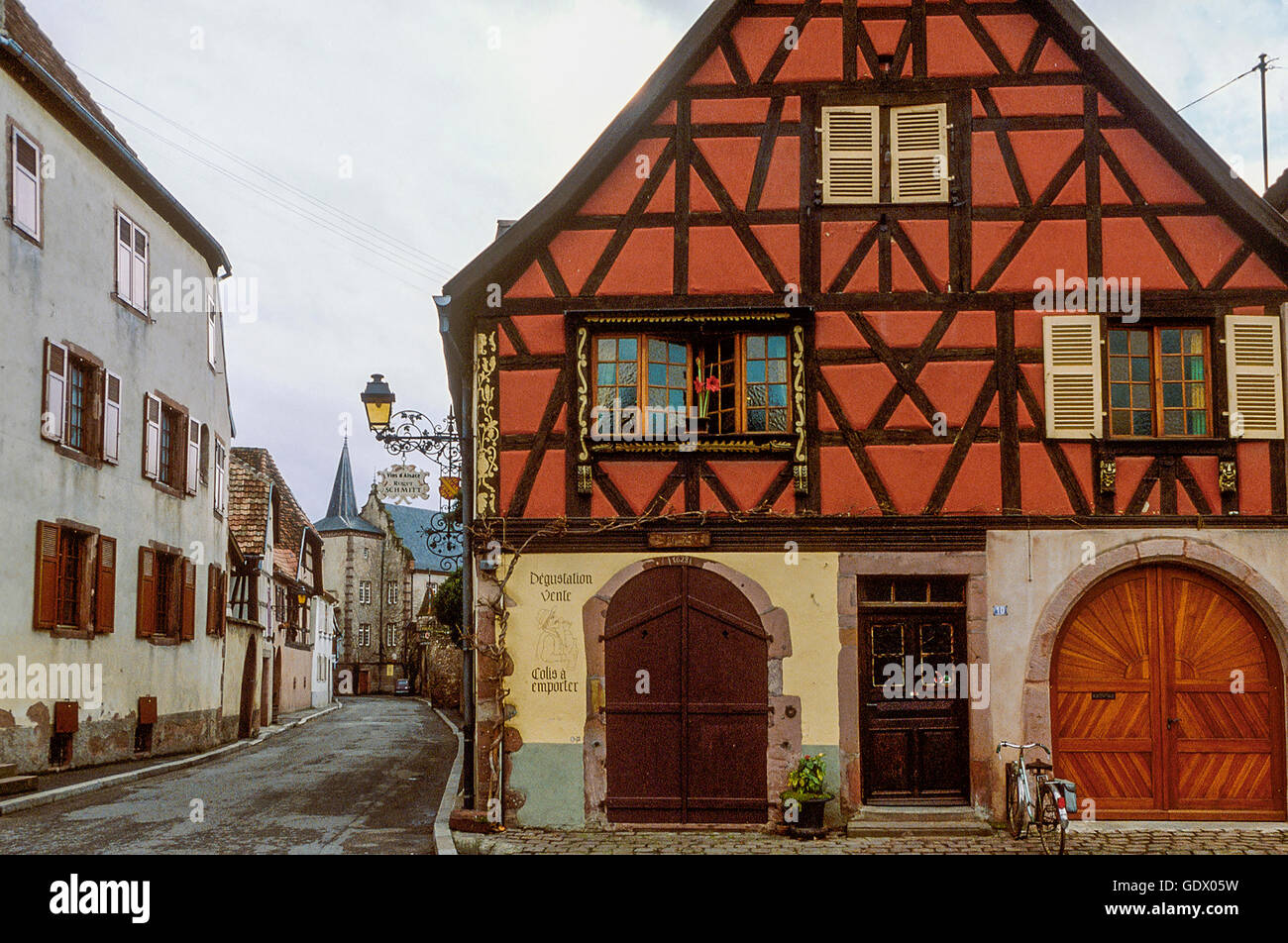 historic centre of Kientzheim in Alsace, France Stock Photo