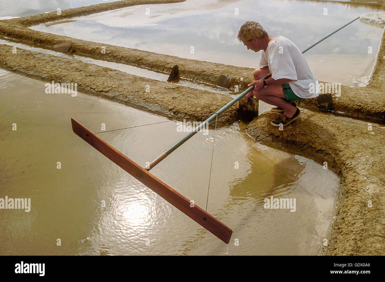 Salt production in Guérande marshes Stock Photo