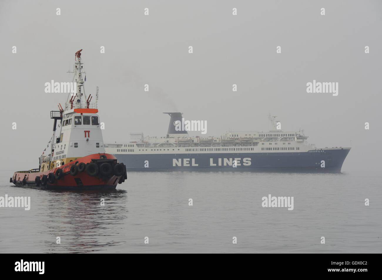 "The passenger ship ""Theophilos"" in the Thermaic Gulf" Stock Photo