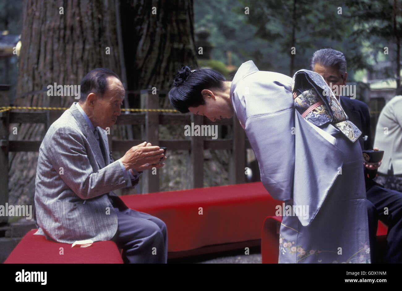 a tea ceremony in a traditional teahouse in the City centre of Tokyo in ...