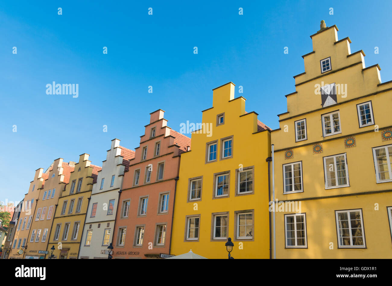 row of gabled houses in Osnabrueck, germany Stock Photo