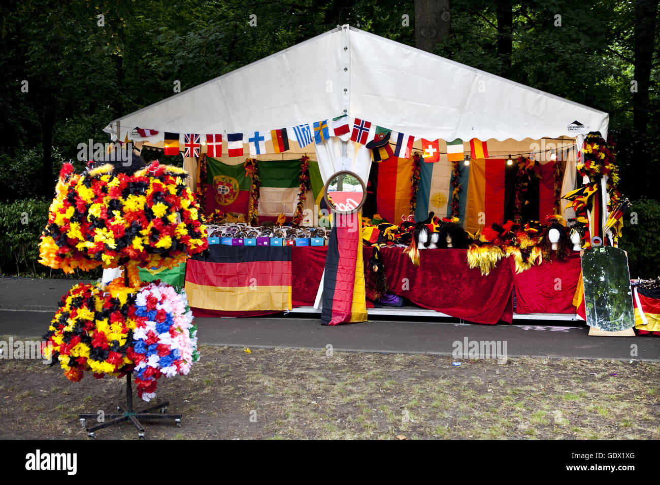 Street stall on the German Fan Mile (Fanmeile) at the World Cup in Berlin, Germany, 2010 Stock Photo