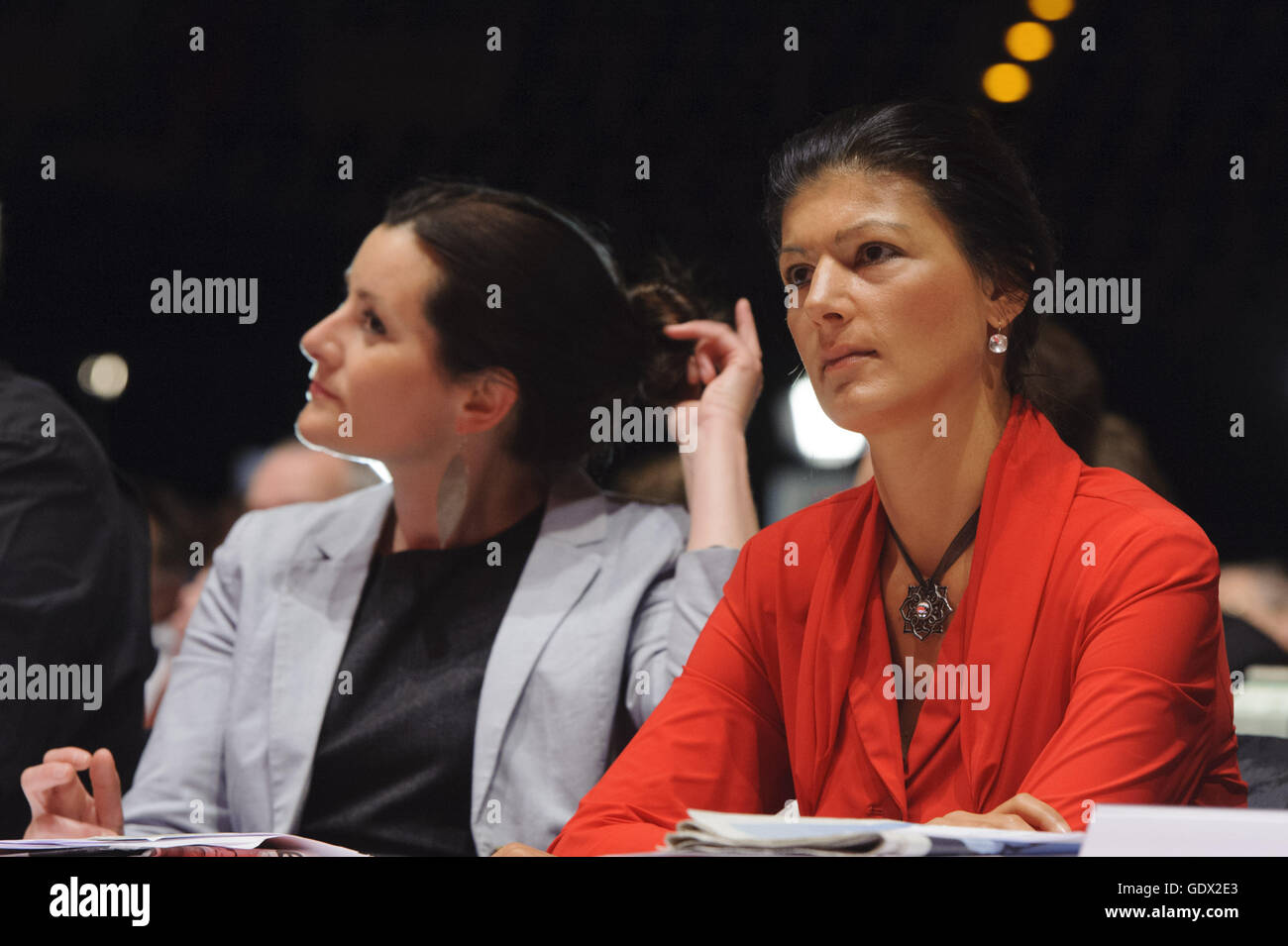 Janine Wissler and Sahra Wagenknecht in Berlin, Germany, 2014 Stock Photo