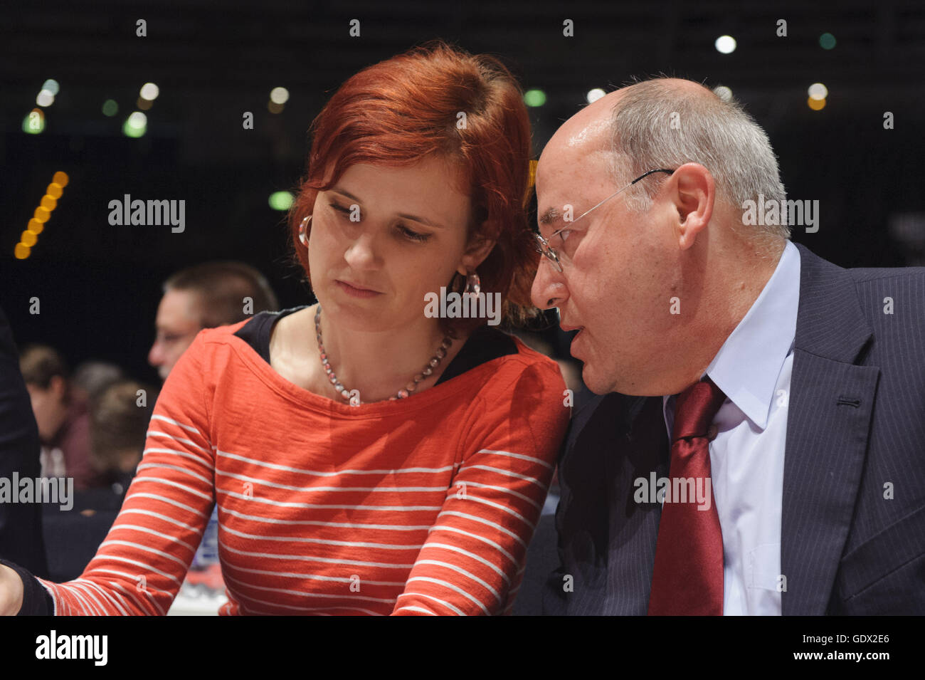 Katja Kipping and Gregor Gysi in Berlin, Germany, 2014 Stock Photo